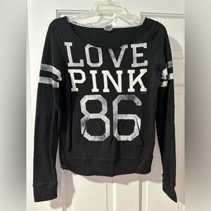 Victoria’s Secret PINK long sleeve sweatshirt - black “Love Pink” Xtra Small